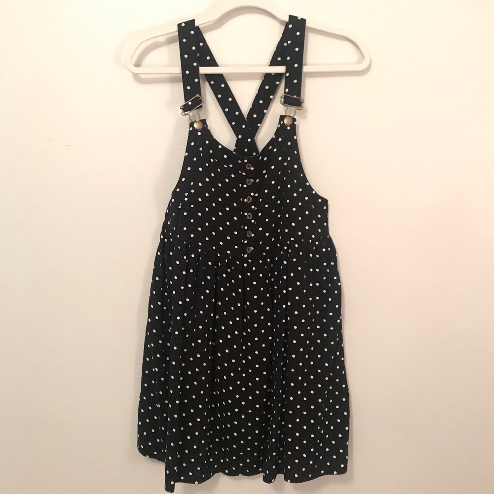 Polka dot overall dress